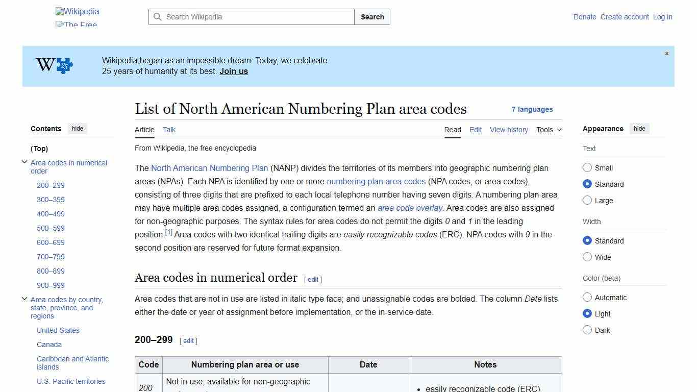 List of North American Numbering Plan area codes - Wikipedia