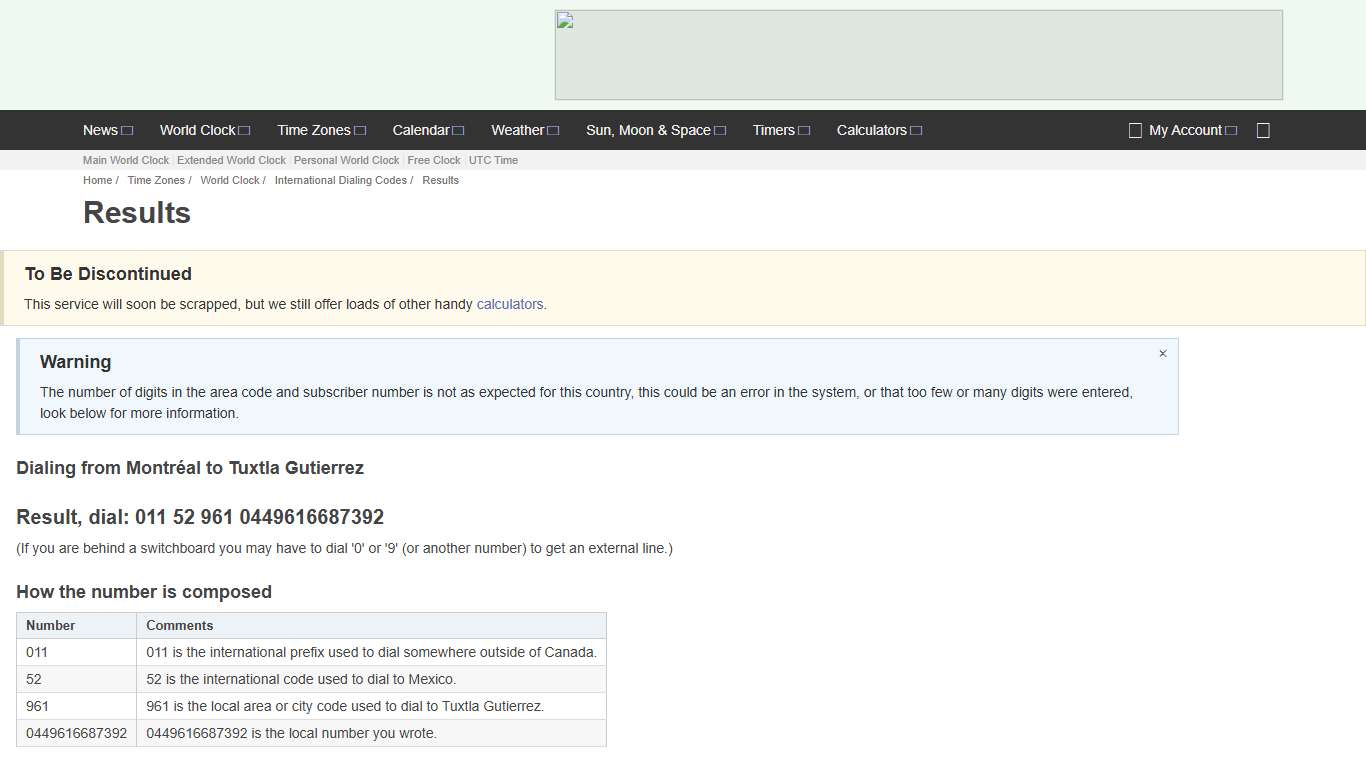 International Dialing Codes - how to call from Canada – Quebec – Montréal to Mexico – Chiapas – Tuxtla Gutierrez